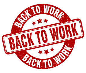 back to work stamp. back to work label. round grunge sign