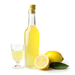 Limoncello in bottles and cocktail glass