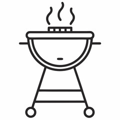 Barbeque outline icon on white background 
