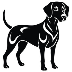 vector, isolated black silhouette of a dog, collection, Dog silhouettes, Vector black and white illustration of a sitting dog isolated on a white background, Dog Breeds silhouette set.