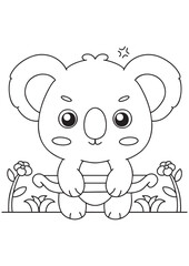 Coloring book Sweet koala peeking over a fence Charming coloring page for kids
