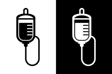 Medical Infusion Silhouette Crisp Black & White Vector.