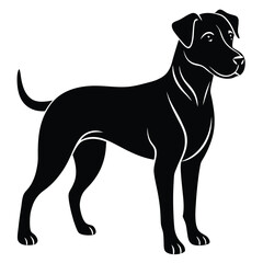 vector, isolated black silhouette of a dog, collection, Dog silhouettes, Vector black and white illustration of a sitting dog isolated on a white background, Dog Breeds silhouette set.
