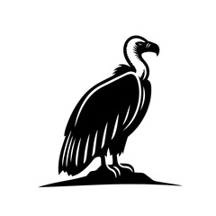 Turkey Vulture Silhouette - Black and White Vector Illustration of a Bird of Prey