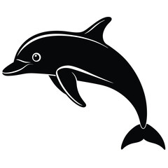vector of black silhouette of dolphin, Dolphin fish animal silhouette. Good use for symbol, logo, mascot, web icon, sticker design, sign, or any design you want. Easy to use, dolphin.
