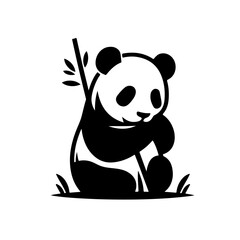 Obraz premium Panda with Bamboo Illustration - Cute Animal Vector Graphic