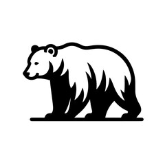 Bear Silhouette - Black and White Vector Illustration of a Walking Bear