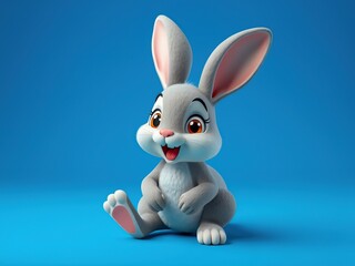 Obraz premium Funny Rabbit 3d cartoon isolated on blue background