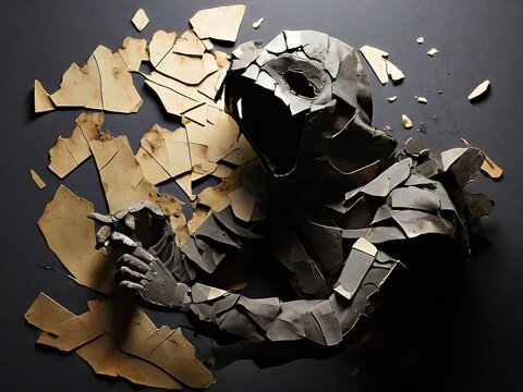 Shadow crumbling puppet abstract illustration background