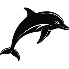vector of black silhouette of dolphin, Dolphin fish animal silhouette. Good use for symbol, logo, mascot, web icon, sticker design, sign, or any design you want. Easy to use, dolphin.