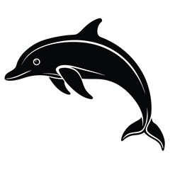 vector of black silhouette of dolphin, Dolphin fish animal silhouette. Good use for symbol, logo, mascot, web icon, sticker design, sign, or any design you want. Easy to use, dolphin.