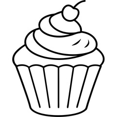 Creative Cupcake Line Art Design for Vectors