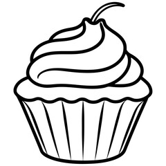 Creative Cupcake Line Art Design for Vectors