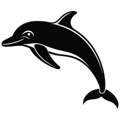 vector of black silhouette of dolphin, Dolphin fish animal silhouette. Good use for symbol, logo, mascot, web icon, sticker design, sign, or any design you want. Easy to use, dolphin.