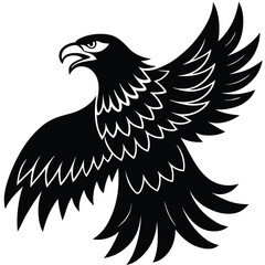 Obraz premium eagle in flight silhouette vector illustration, Silhouette of an eagle, silhouette of a flying bird, Eagle silhouette set vector design big pack of illustration and icon, Eagle silhouettes set.