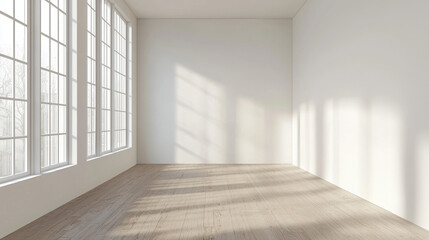 Fototapeta premium A room is white, minimalist, warm tones