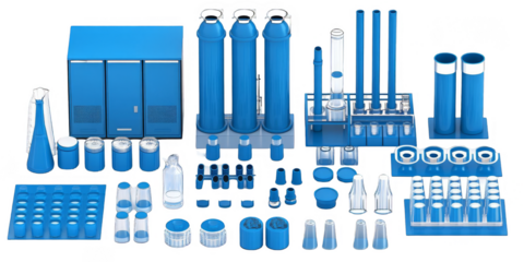 3D Illustration Blue Industrial Equipment Assembly On Transparent Background Optimized Adobe Stock Photo