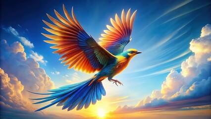 Fototapeta premium Animated Bird Flight Mockup: Seamless Loop of Winged Creature in Motion