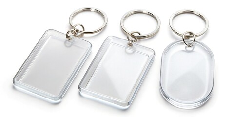 Blank Acrylic Keychain Mockup:  Perfect for Branding and Design Showcase.  High-resolution image of transparent acrylic keychains ready for your logo or artwork.