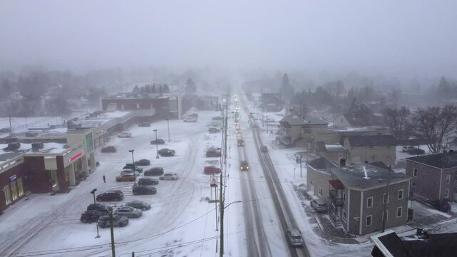 Residential area in the city of Orford uring the day covered in snow, Quebec, Canada