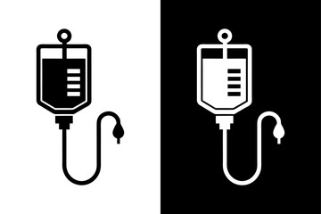 IV Drip Clipart Icon Clean Black & White Medical Graphic.