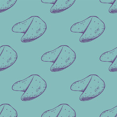 Seamless pattern with fortune cookies for decorative print, wrapping paper, greeting cards, wallpaper and fabric