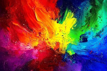 A striking abstract background filled with vibrant paint splatters. 