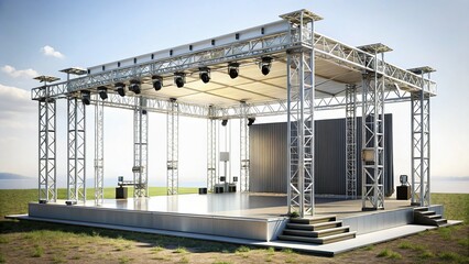 Event Scaffolding Setup: Modular Stage & Lighting Mockup for Concert or Festival