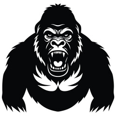 Gorilla Silhouette Illustrations, Gorilla head logo silhouette. Sport vector logo gorilla, gorilla icon, gorilla head, vector. A black and white vector illustration of a gorilla head.