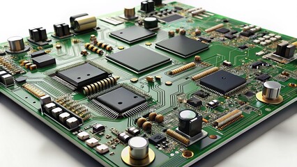 High-Resolution PCB Mockup Design:  Clean Circuit Board Layout on White Background