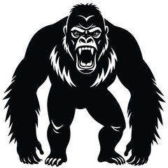 Gorilla Silhouette Illustrations, Gorilla head logo silhouette. Sport vector logo gorilla, gorilla icon, gorilla head, vector. A black and white vector illustration of a gorilla head.