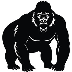 Gorilla Silhouette Illustrations, Gorilla head logo silhouette. Sport vector logo gorilla, gorilla icon, gorilla head, vector. A black and white vector illustration of a gorilla head.