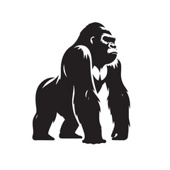 Gorilla Silhouette Illustrations, Gorilla head logo silhouette. Sport vector logo gorilla, gorilla icon, gorilla head, vector. A black and white vector illustration of a gorilla head.