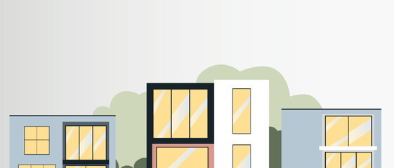 Suburban houses as a modern village, flat vector stock illustration with country house or real estate as copy space template for design