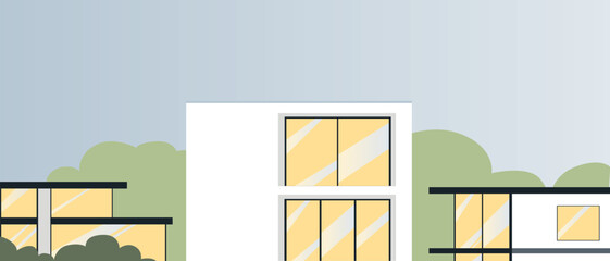 Suburban houses as modern village, flat vector stock illustration with country house or real estate as copy space template or background