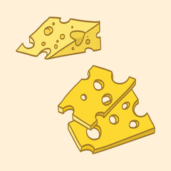 Colorful cheese slices vector illustration