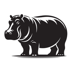 Hippopotamus angry mood black silhouette illustration, rhino vector illustration, hippopotamus vector illustration, hippopotamus vector illustration.