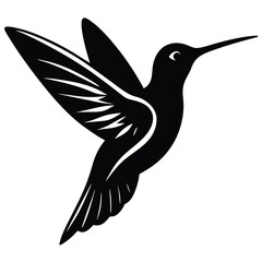 ruby throated hummingbird silhouette stylized on a white background, hummingbird, Ruby-throated Hummingbird Silhouette Vector Illustration, Ruby-throated hummingbird, bird, Black Ruby-throated humming