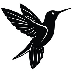 ruby throated hummingbird silhouette stylized on a white background, hummingbird, Ruby-throated Hummingbird Silhouette Vector Illustration, Ruby-throated hummingbird, bird, Black Ruby-throated humming
