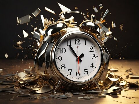 Exploding alarm clock illustration backgroound