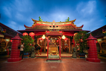 Tangerang, Indonesia - January 19, 2025: Boen Tek Bio Temple is the oldest temple in Tangerang. The atmosphere of the temple during Chinese New Year.