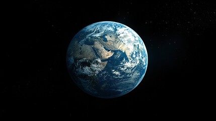 Fototapeta premium A stunning view of planet Earth at night, illuminated by city lights and set against the dark backdrop of outer space, symbolizing civilization, technology, and the vastness of the universe. This capt
