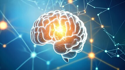 A glowing digital brain illustrates neural connections and artificial intelligence in futuristic blue tones.
 - Powered by Adobe