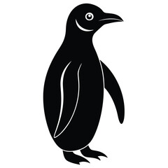 a silhouette of a penguin, standing against a simple background. The penguin's form is black and smooth, with its features and structure clearly visible vector illustration.