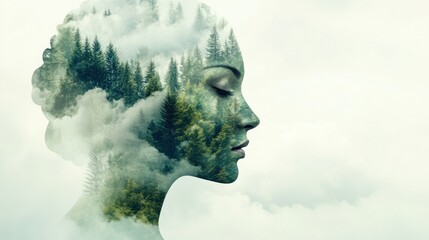 Serene Harmony: A Double Exposure of Woman and Nature