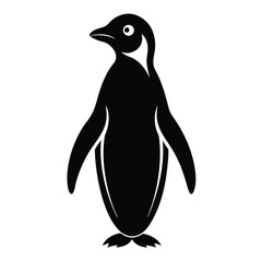 a silhouette of a penguin, standing against a simple background. The penguin's form is black and smooth, with its features and structure clearly visible vector illustration.
