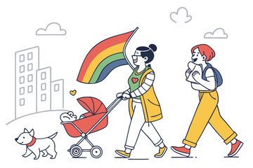 26 Colorful cartoon characters, diverse group of people, simple line drawings, stylized illustrations, quirky poses, varied clothing styles, everyday activities, minimalist background, vibrant color p