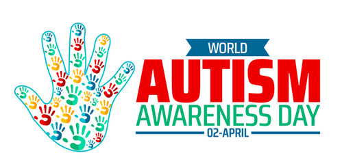 World Autism awareness day background banner or poster design template with child colorful hand design. Autism is a Developmental disability caused by difference in brain. observed every year in April