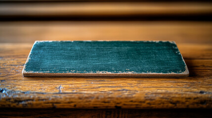 Fototapeta premium Vintage Slate on Rustic Wood: A Nostalgic Educational Artifact Still Life