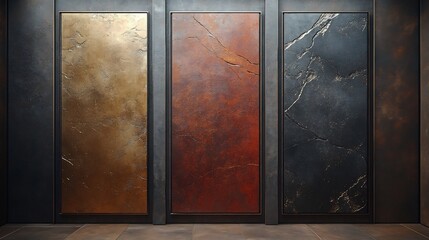 Warm earthy tones elegantly arranged create a rich textured wall panel background. AI Generated